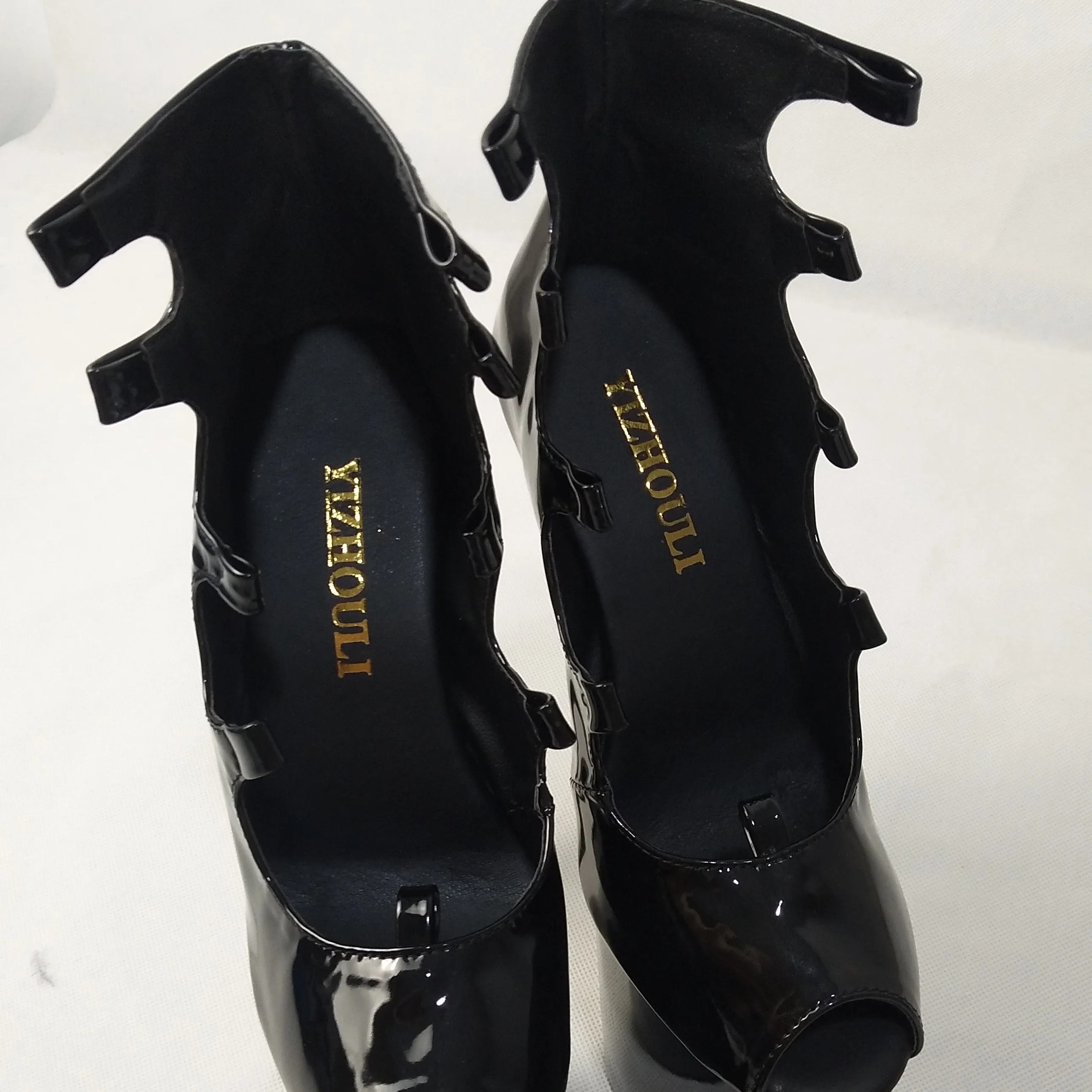 Laces open women's shoes, model pole dancing performance high heels, 20cm thin heel sexy party single shoes