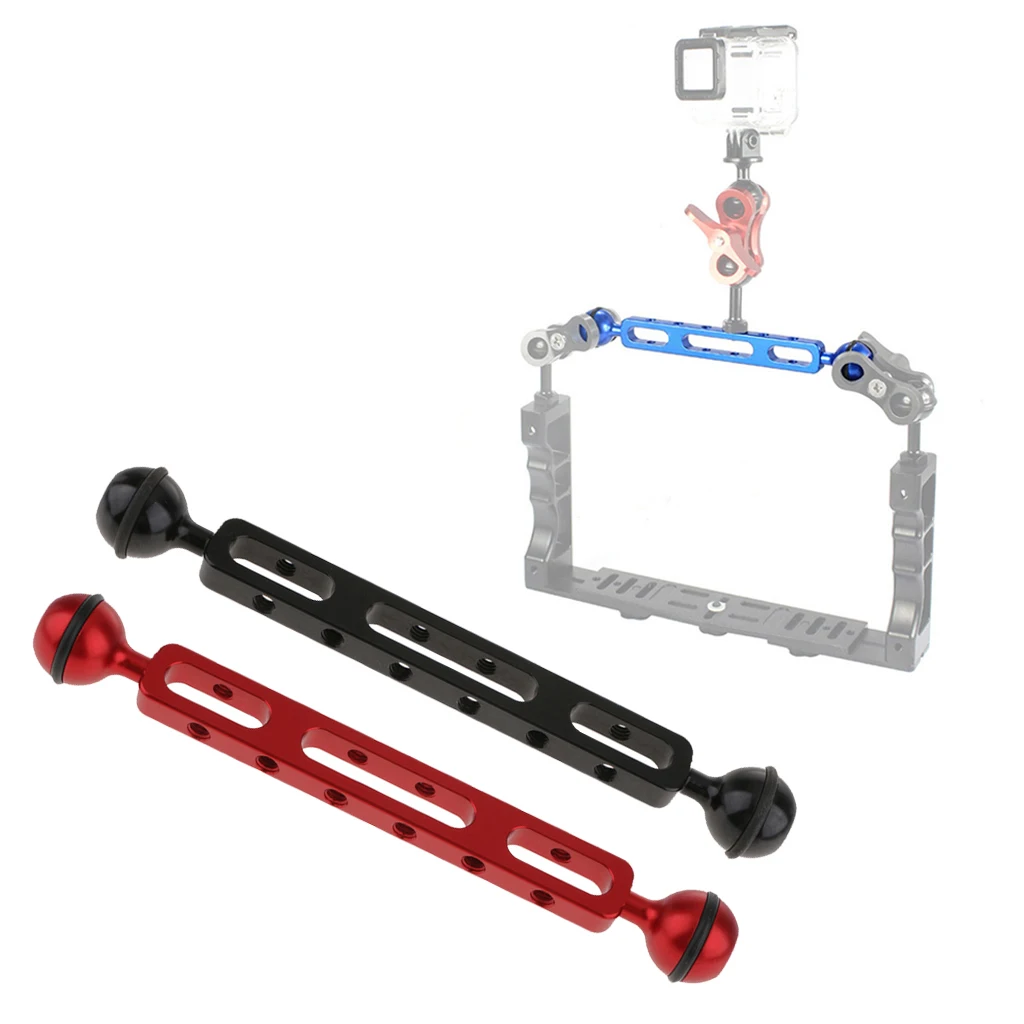 Dual Ball Joint Extension Arm for Camera Diving Underwater Photography, Pack of 2, Red/Black
