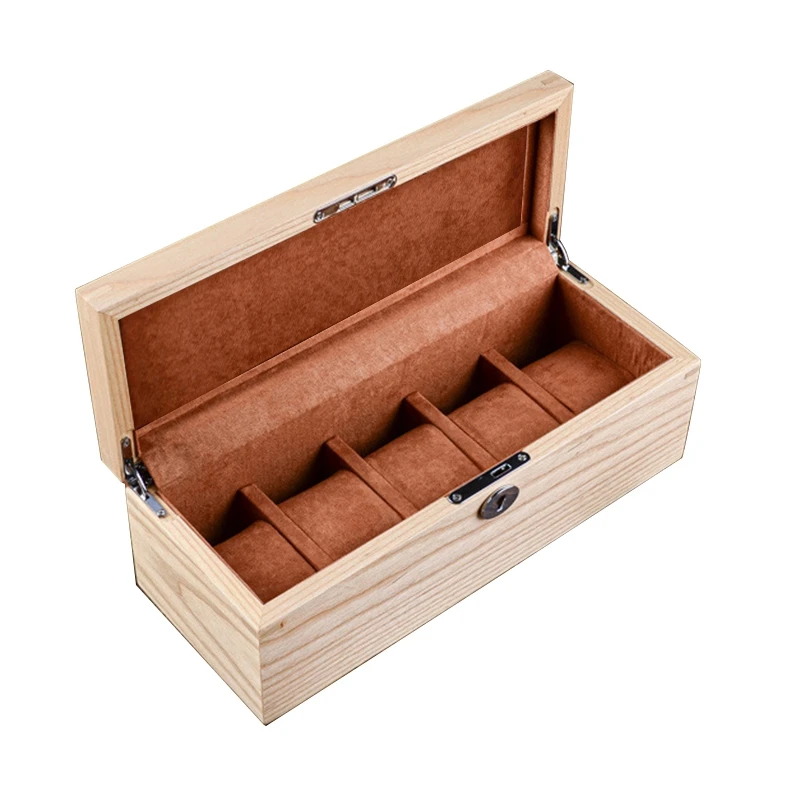 wood 5 Сетки Коробка для часов Высокое качество деревянный прямоугольный чехол для часов Женская шкатулка для ювелирных изделий - Цвет: wood