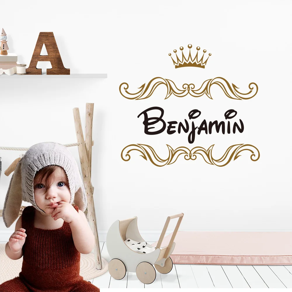 Crown Customized Babys Name Vinyl Wall Sticker Nursery Kids Room