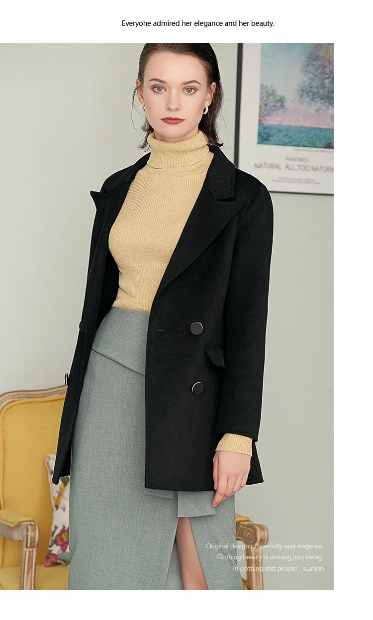 Autumn Winter Fashion Women Sweater Coats Long Sleeve Double-breasted Turn Down Neck Woolen Blazers Office Coats Z2988