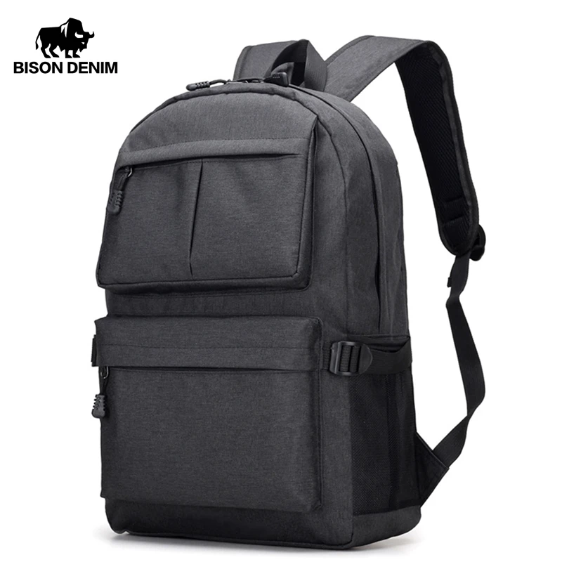 

BISON DENIM Fashion Men's Backpacks Large 17 inches Laptop Waterproof Travel Bags For Men School Bag W2724