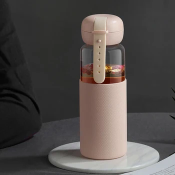 

Simple Water Bottle Cute Colorful Portable Glass Bottles Silica Sleeve Hydro Flask Tea Bottle Drinkware Glass Juice Cofee Cup