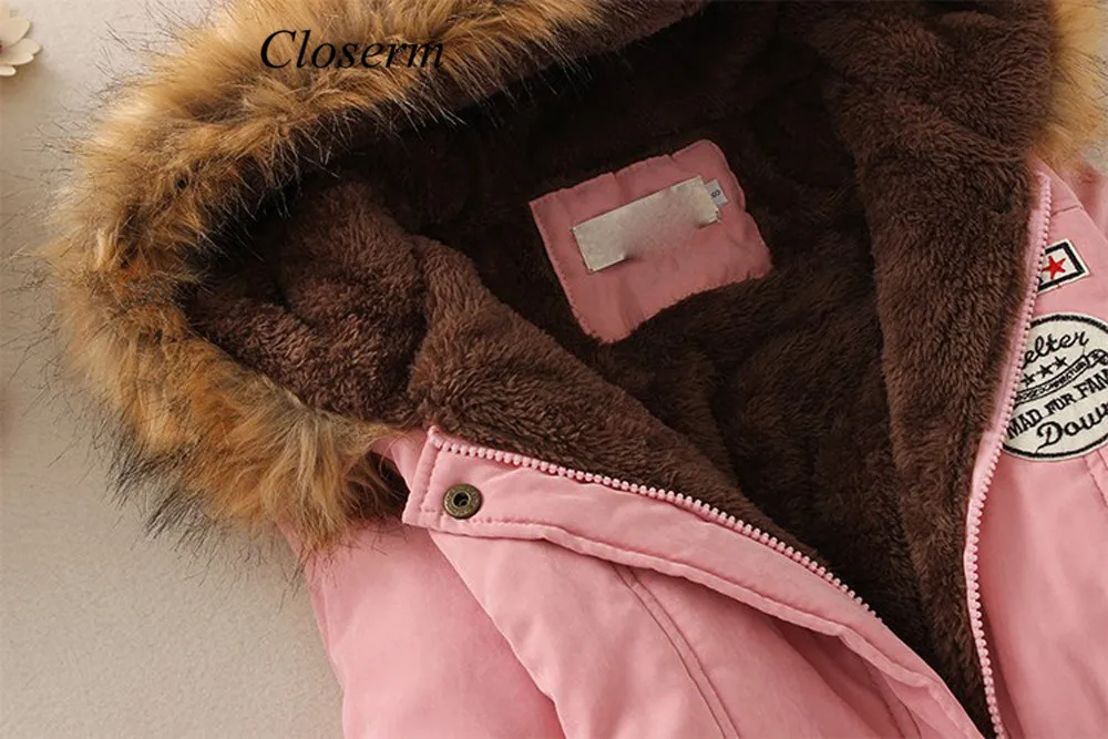 Coat 2019top Women Warm Long Coat Fur Collar Hooded Jacket Winter Parka Outwear