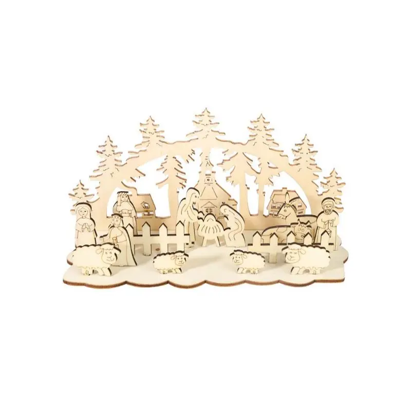 DIY рождественские деревянные украшения дерево ремесло Санта детский креативный подарок настольные аксессуары для дома Бар торговый центр - Цвет: Square