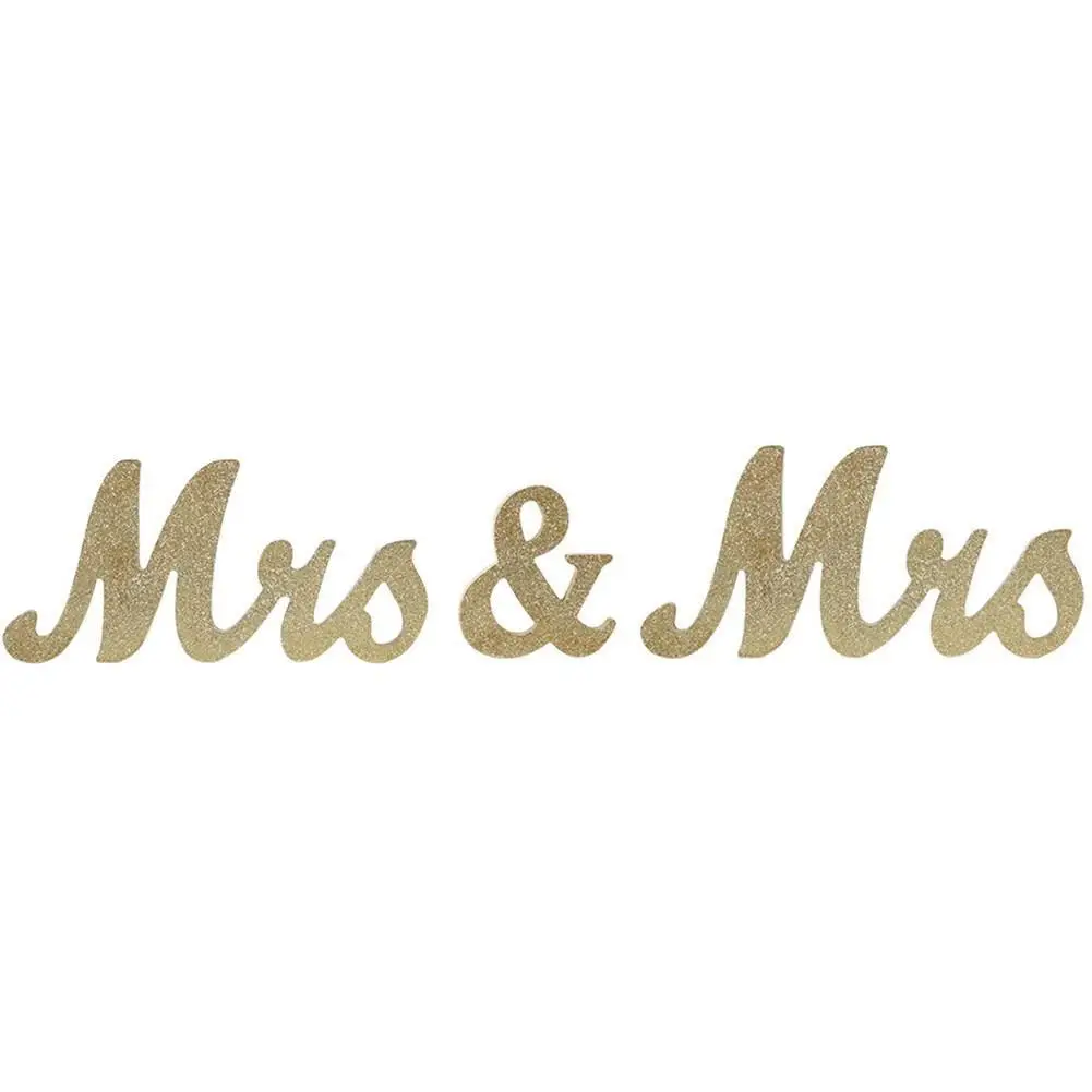 Gold 2 Деревянные розовые золотые блестящие буквы MR& MR/MRS& MRS, свадебные украшения, вечерние украшения для стола, аксессуары для украшения дома - Цвет: Gold 2