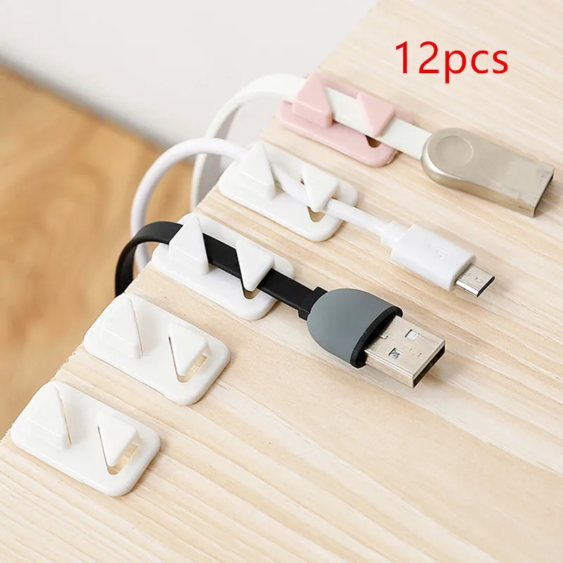 

12pcs High quality Universal Wire Tie Self-adhesive Rectangle Cord Management Winder Cable Holder Organizer Mount Clip Clamp