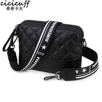 

Solid Color Genuine Leather Messenger Bags for Women 2020 Wide Shoulder Strap Brand Small Bag Female Travel Handbags and Purses