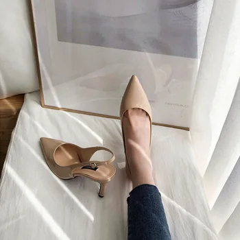 

Leather Sandals Women Female Shoe Shallow Mouth Fashion Womens Shoes 2019 High Heels Women's Stiletto Ladies Pointed Luxury