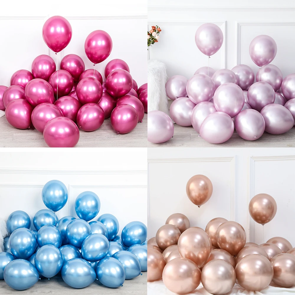 Or - 10 Pièces Brillant Perle Ballons En Latex Coloré Ballons