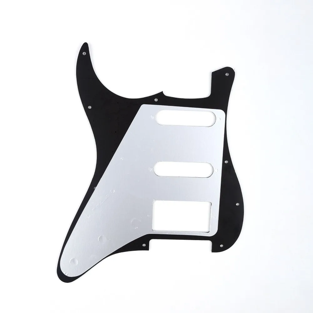 Musiclily SSH 11 Отверстие Страт гитары накладку и бэкплейт набор для Fender США/мексиканский стандарт Страт Стиль, 4Ply черный жемчуг