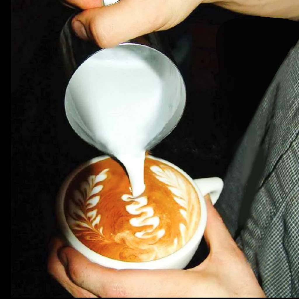 Кружка для взбивания молока из нержавеющей стали 1Л кувшин для крема Потяните цветочную чашку кофе посуда эспрессо бариста Ремесло Кофе Латте контейнер