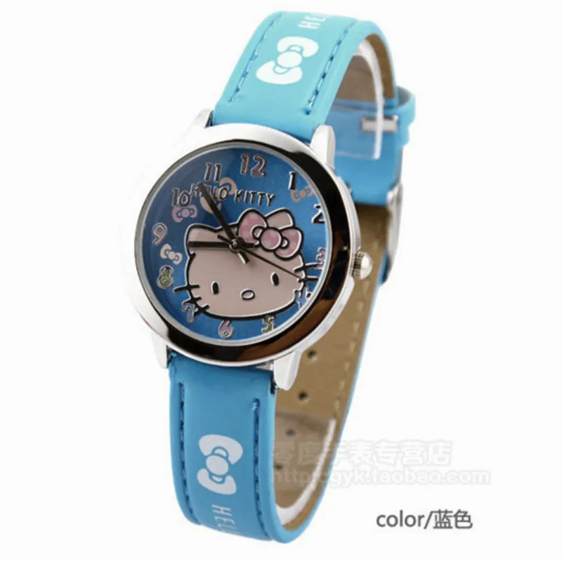 Детские часы с рисунком hello kitty, водонепроницаемые детские часы с ремешком