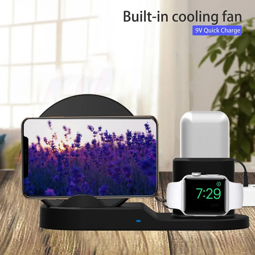 Wireless Charger 3 in 1 Wireless Charging Stand For Apple Watch Airpods for iPhone X Xs Fast Wireless Charger Dock