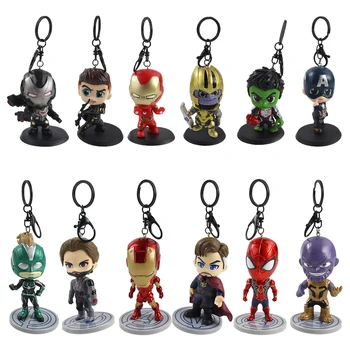 

6pcs/set Avengers Keyring Loki Thanos Hulk Captain America iron man super hero Pendant Keychain Action Figure Collectible Mode