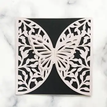 

20pcs/lot Pearl Paper Sculpture 3D Butterfly Cheap Wedding Gifts For Guests Invitations Cards Anniversary Party Invitation Cards