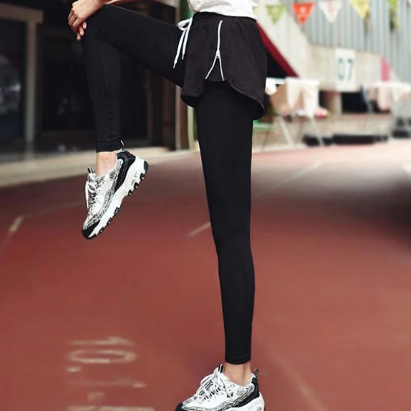 CHRLEISURE Поддельные 2 шт. женские леггинсы сплайсинговые трендовые леггинсы фитнес Feminina эластичные леггинсы Mujer