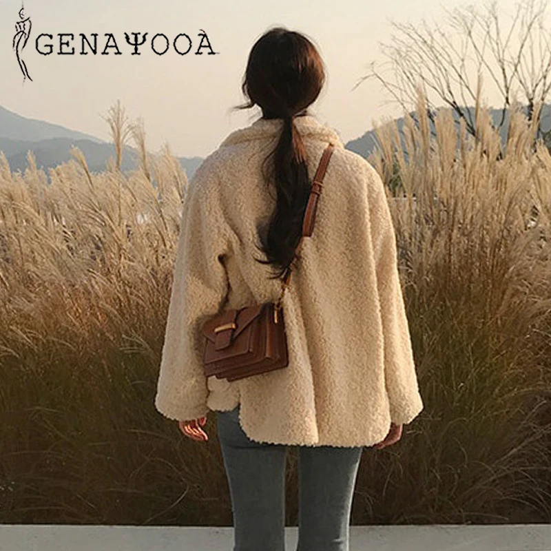 Genayoa, Высококачественная Женская куртка, уличная одежда, кашемировое пальто, женская толстая куртка с длинным рукавом, Женская, корейский стиль