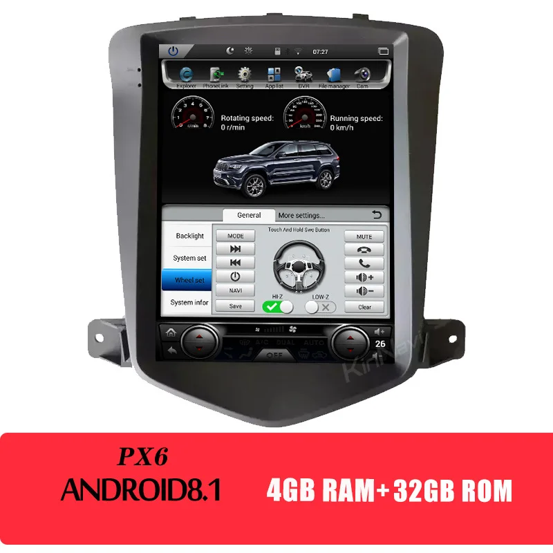 KiriNavi Telsa стиль вертикальный экран 10,4 ''1 din Android 8,1 автомобильный dvd-плеер авто gps навигация для Chevrolet Cruze Bluetooth - Цвет: Android Car Radio