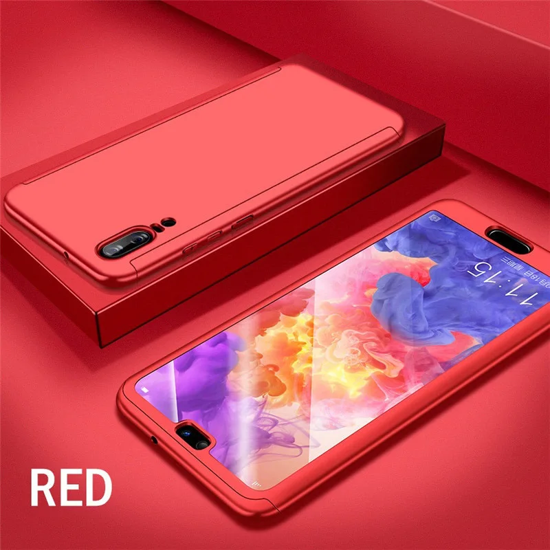 Чехол с закаленным стеклом для huawei Nova 2 Plus Nova 2S 2i 360 чехол с полным покрытием для huawei P8 P9 P10 Lite P20 Pro P Smart on - Color: Red