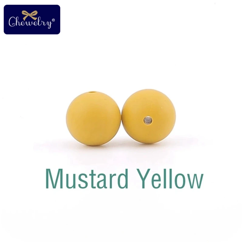 Mustard Yellow 100 шт 15 мм Детские Силиконовые Бусины пищевого качества Прорезыватель DIY аксессуары для кормления ювелирные изделия ожерелье браслет цепочка для соски для детей Prod - Цвет: Mustard Yellow
