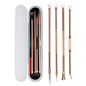 

4 Pcs Stainless Steel Blackhead Remover Tool Kit Face Massage Whitehead Pimple Spot Comedone Acne Extractor Face Massager