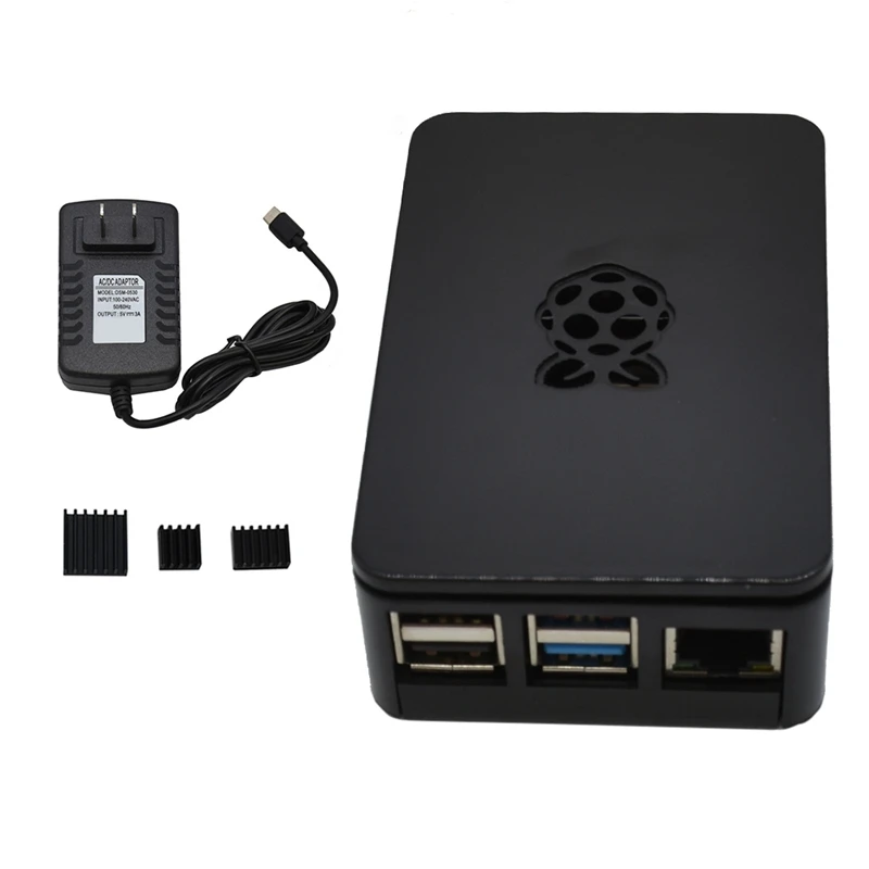 Для Raspberry Pi чехол Корпус коробка V4 с теплоотводом+ 5 В/3A блок питания для Raspberry Pi 4B