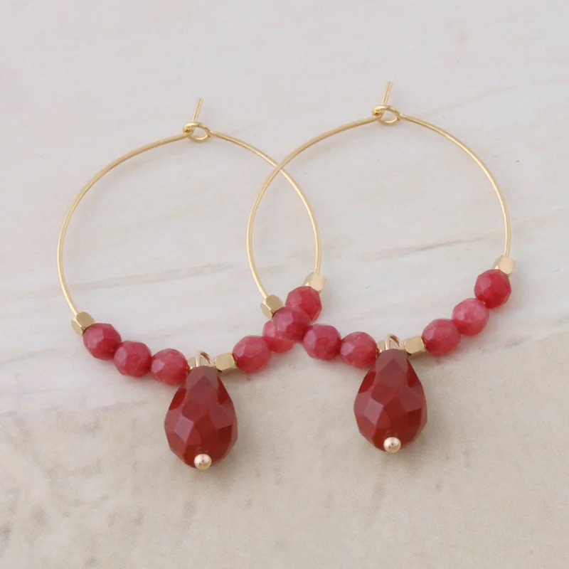 red NeeFu WoFu серьги из натурального жемчуга для женщин, натуральный камень, коралловые золотые серьги, морская звезда, кольцо для ушей, Brinco Oorbellen, серьги, ювелирное изделие - Окраска металла: red