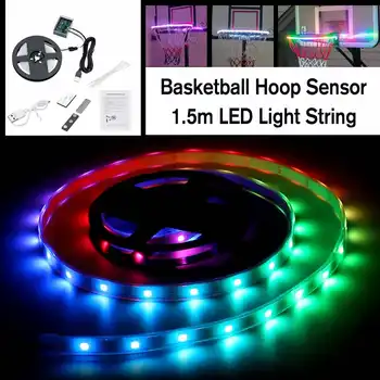 

USB 1.5m Hoop Sensor Basketball Rim Net Outdoor LED Light String Kit 12 Flash Mode At Night LED Strip Lamp