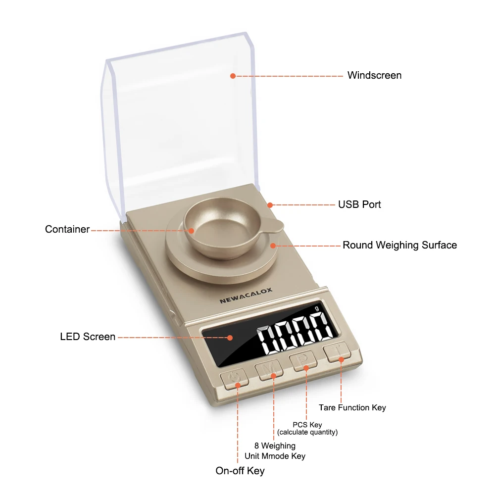 NEWACALOX 50 г/100 г мини точные цифровые весы 0,001 г Весы электронные ювелирные весы Питание от USB лекарственные весы