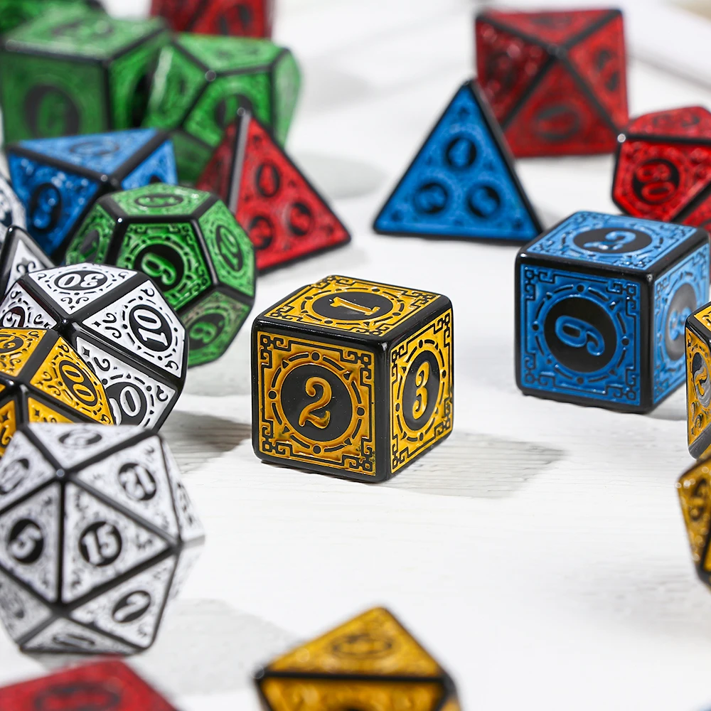 7Pcs/Set Polyhedral Dice Set Game Dice For RPG DND Accessories Polyhedral For Board Card Game Engraving Educational Toys