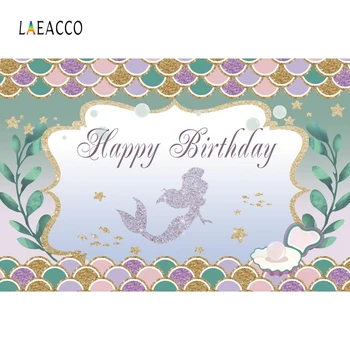 

Laeacco Mermaid Backdrops Newborn Baby Birthday Party Seabed Fish Princess Customized Photography Backgrounds Vinyl Photo Studio