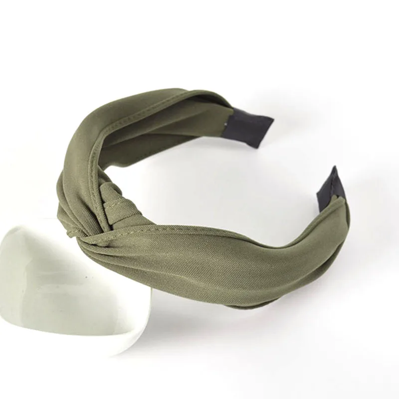 Korean-style INS Online Celebrity Face Wash Large Rims Knot Cross Hair Bands Fabric Solid Color Versatile Headdress Headband Wom