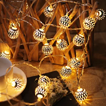

Silver Color Hollow Ball 10/20 Led 1.2/2.5M LED String Light For Wedding Party Christmas Home Garden Decoration Fairy Lights