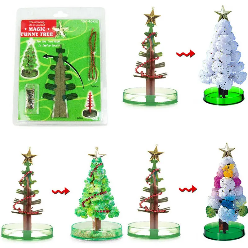 

New Magic Growing Crystal Christmas Tree Kit Paper Decorations Science Toy Gifts Christmas Trees