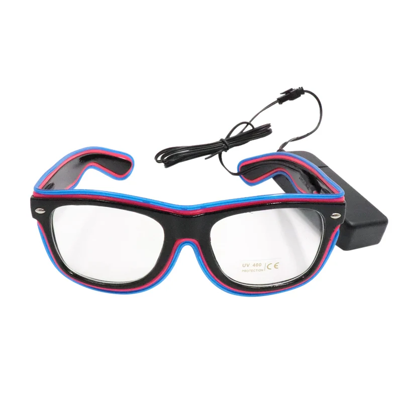 Blue Pink Крутые вечерние светящиеся очки мигающий на проводе светодиодный Очки освещение классический подарок яркие легкие принадлежности для Хэллоуина светодиодный Очки - Цвет: Blue Pink