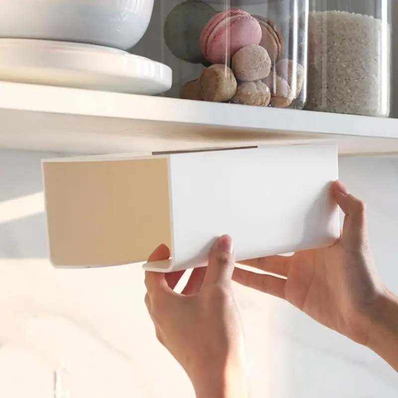 Punch-free Paste Wall Hanging Tissue Box Cabinet Under Paper Towel Rack Kitchen Paper Storage Rack Wall-mounted Tissue Box