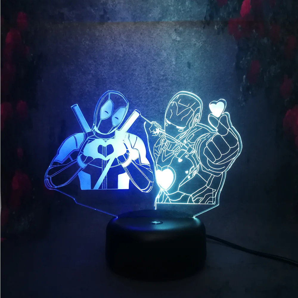 Романтическая девушка сердце Спальня Декор 3D DIY светодиодный ночник герой Marvel Union