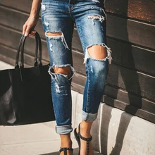 Джинсы бойфренда с дырками, женские штаны, крутые джинсовые винтажные обтягивающие джинсы с эффектом пуш-ап, джинсы с высокой талией, повседневные женские облегающие джинсы calca