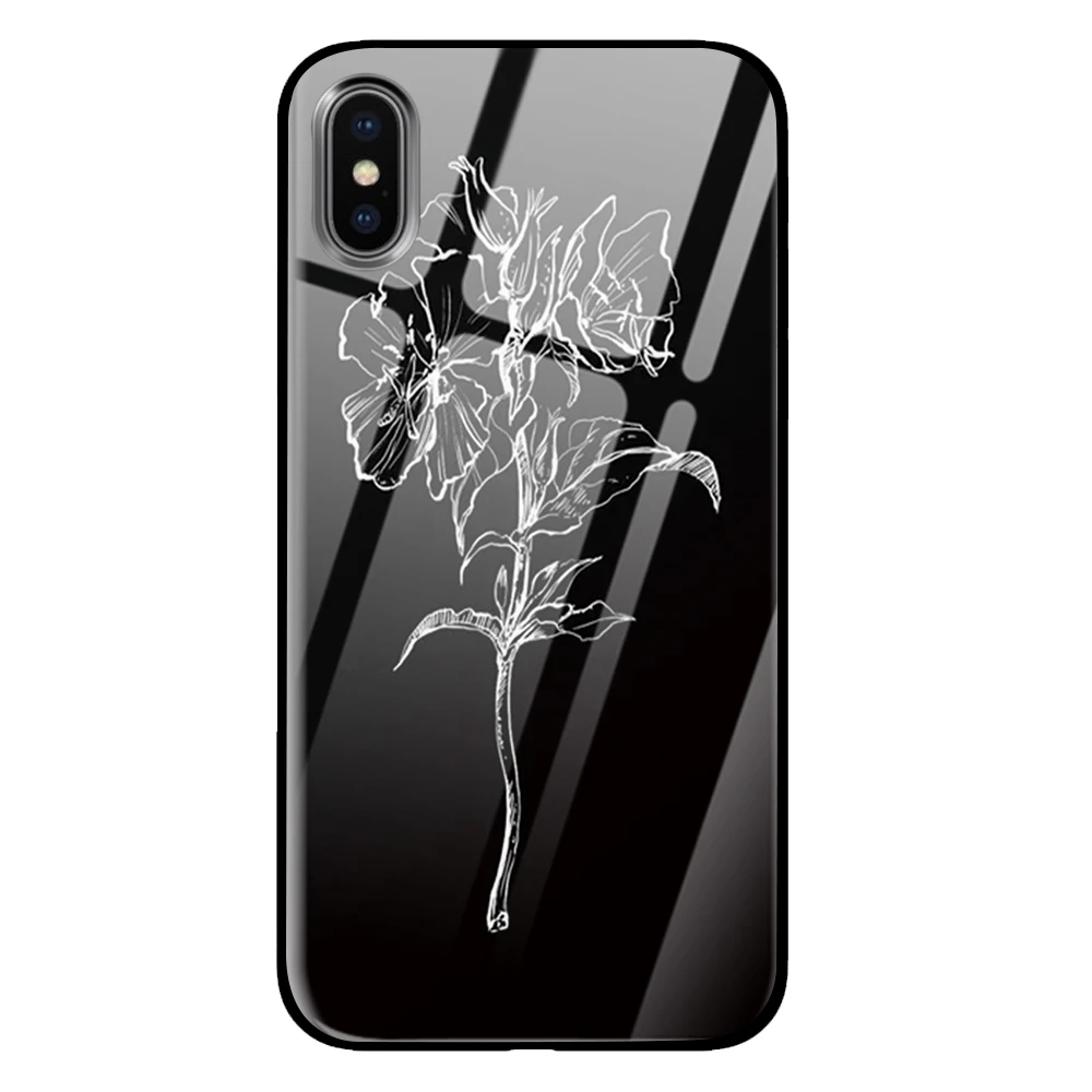 Роскошный чехол из закаленного стекла черного и белого цветов для iPhone 5 5S 6 6s 7 8 Plus X XS XR 11 Pro Max - Цвет: 2