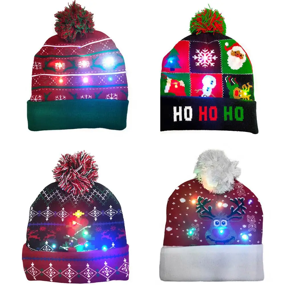 

1pc LED Knitted Christmas Cap Warm Protective Hat Computer Decoration Beautiful Fresh Classic Romance Christmas Gift Atmosphere