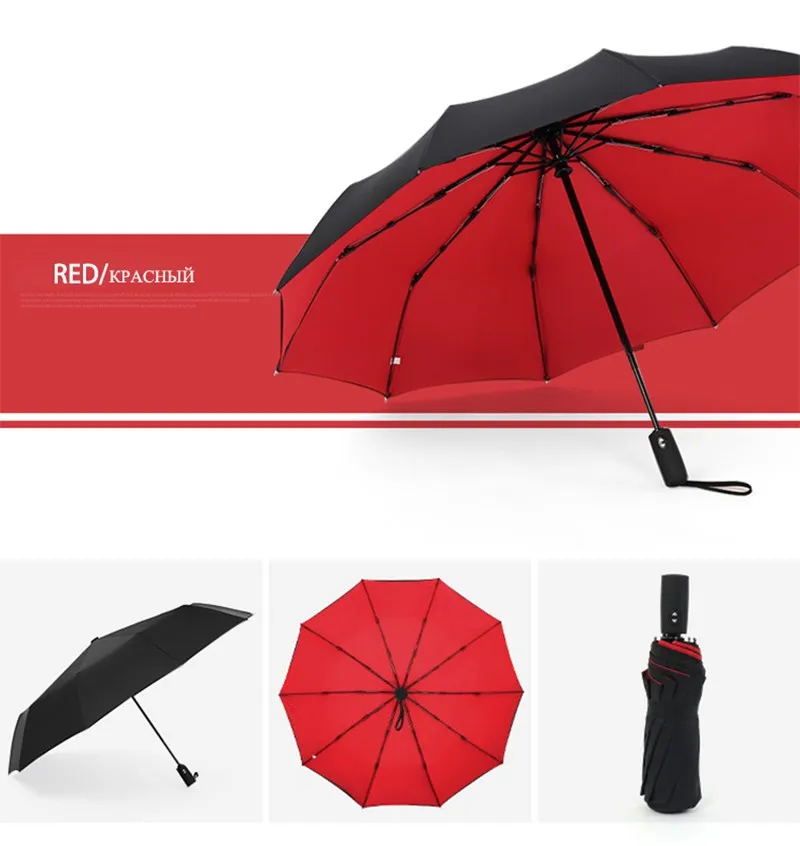 

Windproof Automatic Double Umbrella Rain Women 3Fold Female Male 10 Bone Car Luxury Large Business Umbrellas Men Gift Parasol