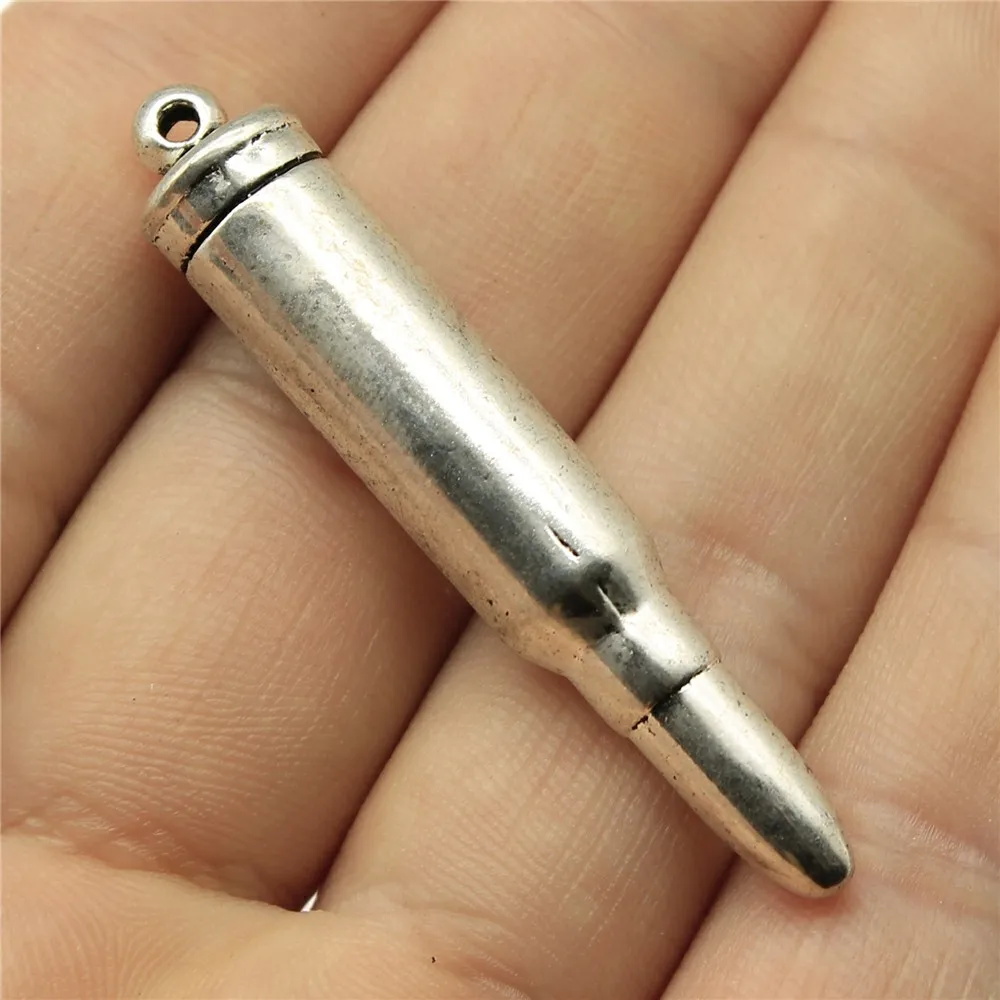 1 шт. античный серебряный цвет тон 2x0 4 дюйма (50x9 мм) 3D пуля Подвески кулон для
