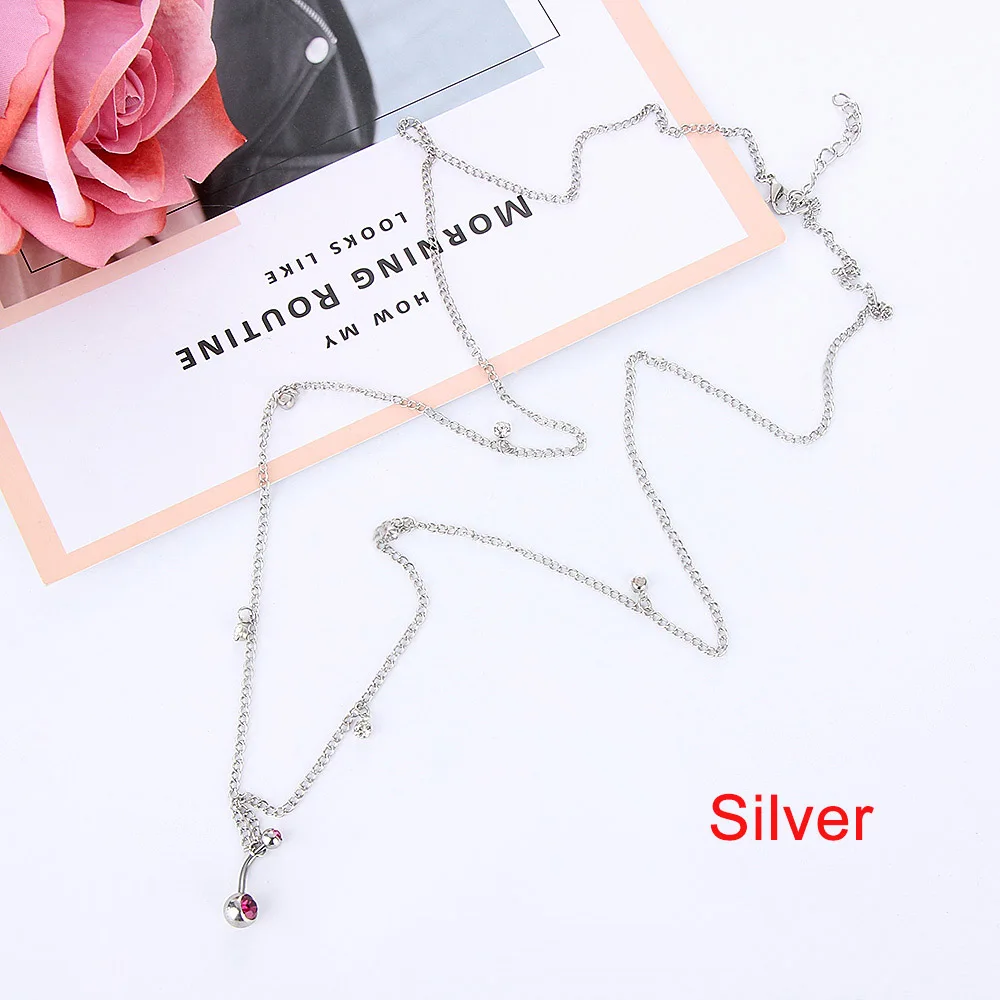 Silver 1 шт., модная новинка, женская сексуальная цепочка на талию стразы, сердце, Бабочка, цепь для тела, пояс для леди, женский, для вечеринки, для пляжа, высокое качество - Цвет: Silver