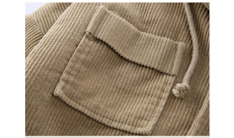 Solid Corduroy Jackets For Teenage Boys Outerwear Tops Clothing Children Hooded Thicken Coats Kids Winter Jacket Clothes