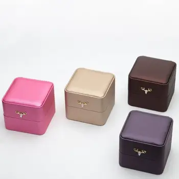 

New Small moose with rounded corners LED jewelry packaging box ring pendant box in Wire drawing PU leather
