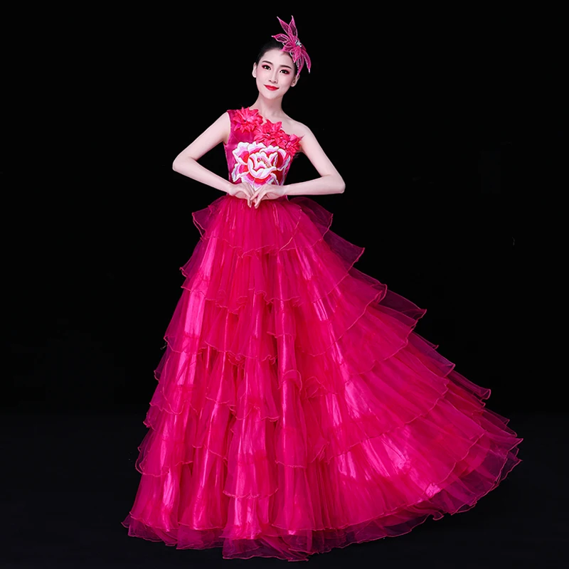 Танцевальный Костюм для фламенко, Современная сценическая одежда, широкая юбка испанское фламенко, платье, открывающая юбку Bullfighting DL4210