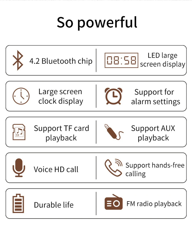 Деревянный беспроводной Bluetooth динамик HiFi шок бас цифровой будильник бас динамик Портативный Handfree Поддержка TF карта FM с микрофоном
