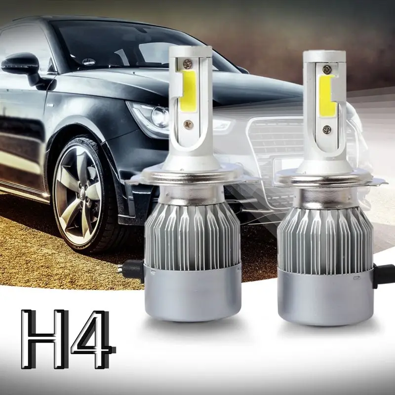 

EASY-New 2pcs C6 LED Car Headlight Kit COB H4 36W 7600LM White Light Bulbs