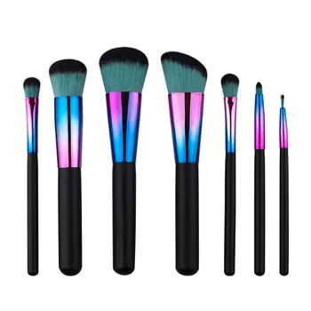 

7pcs/set Fashionable Colorful Makeup Foundation Brush Powder Brushes Soft Nylon Wood Brush Appliance Kits Women Beauty Tools New
